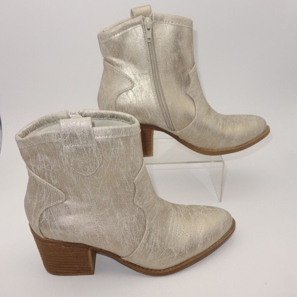NEW Dirty Laundry Unite Western Boot Booties Metallic Natural Gold Women's 8.5